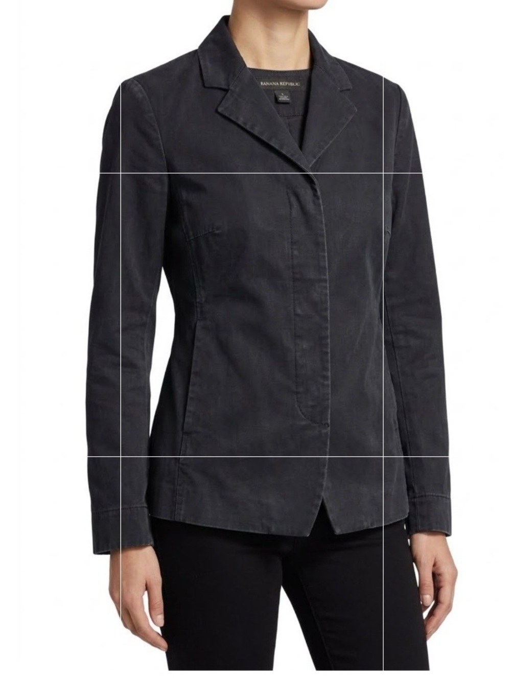 Banana Republic  Women’s Black‎ Cotton Blazer With Snap Button Size 4 Lined